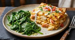 Rau bina và enchiladas Cua King/ Vua/ Hoàng Đế/ Huỳnh Đế/ Alaska