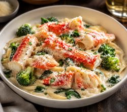 Cua Hoàng đế Alaska, Cải bó xôi & Bông cải xanh Alfredo